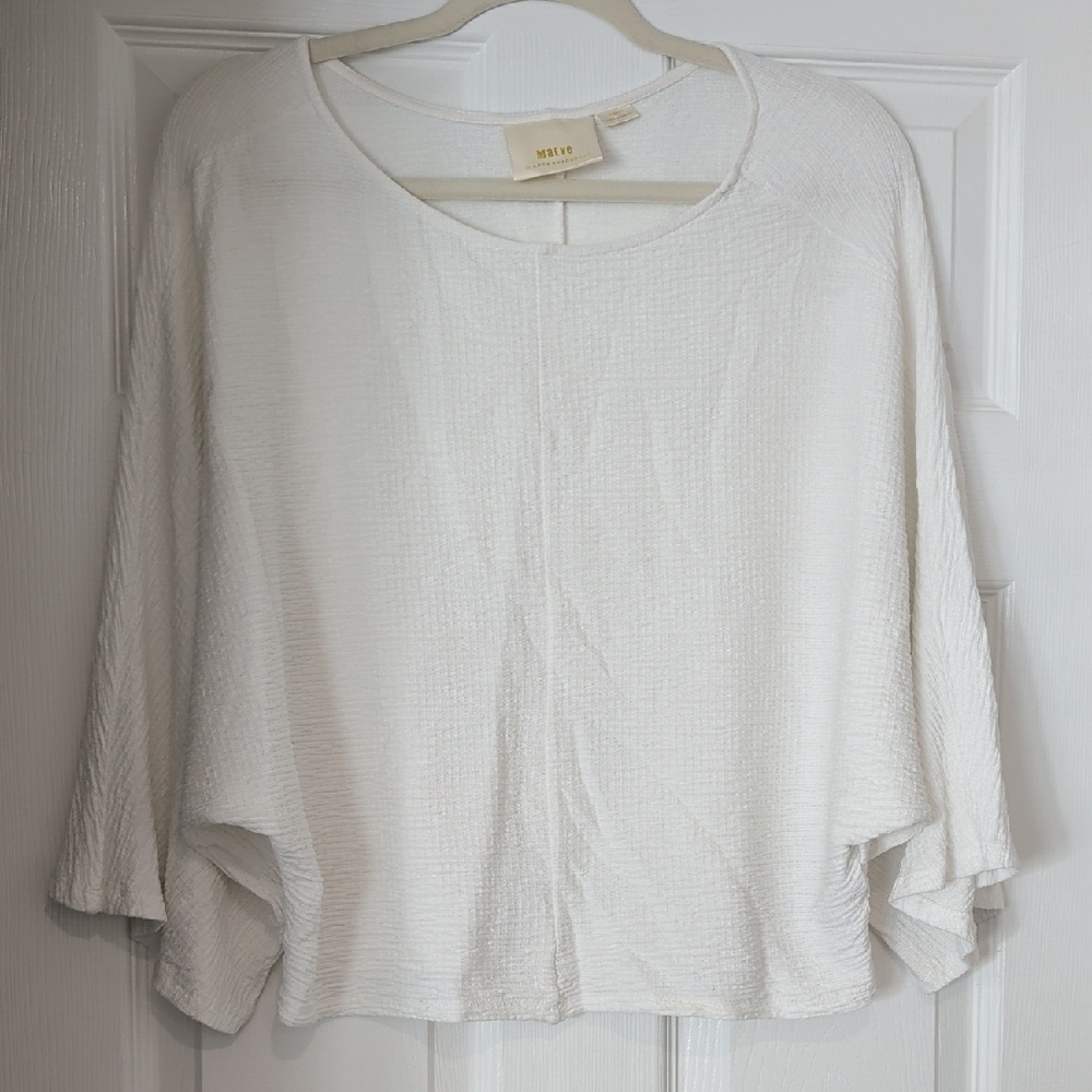 Anthropologie Maeve Cream Textured Lightweight Tunic Top